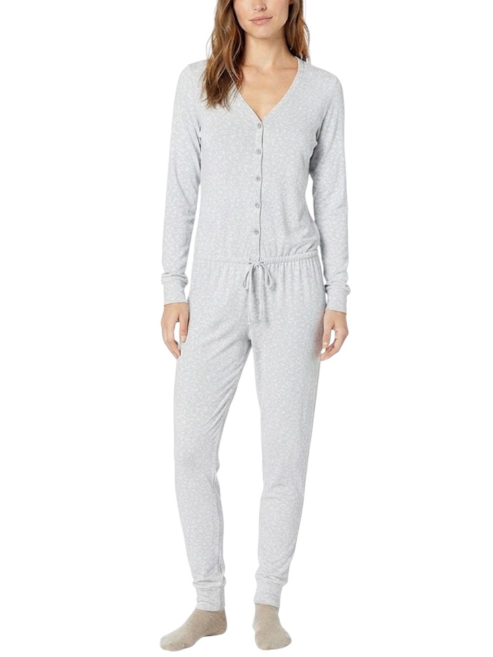 MARKS & SPENCER Floral Onesie Pyjamas Long Sleeves Grey Size 6 Cottagecore